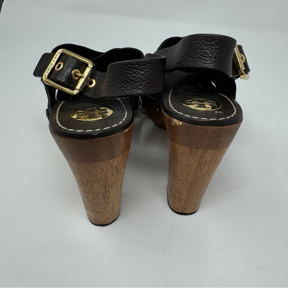 Tory Burch Wooden Platform Leather Studded Sandals - Picture 11 of 11